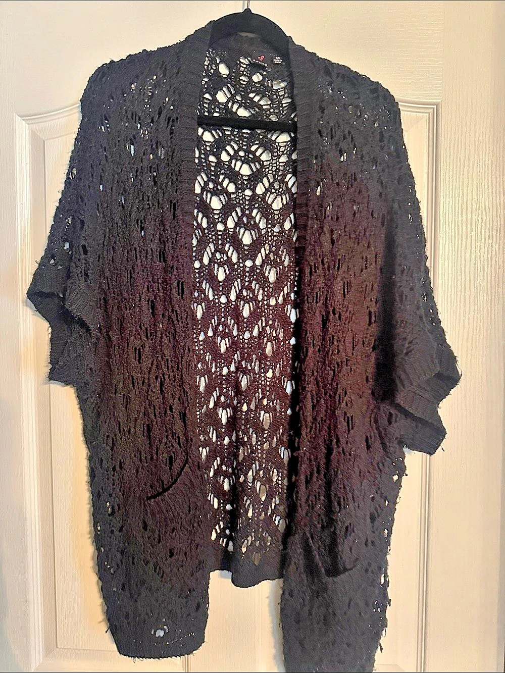 IJOAH Open Front Crochet Shrug in Black Size S/M